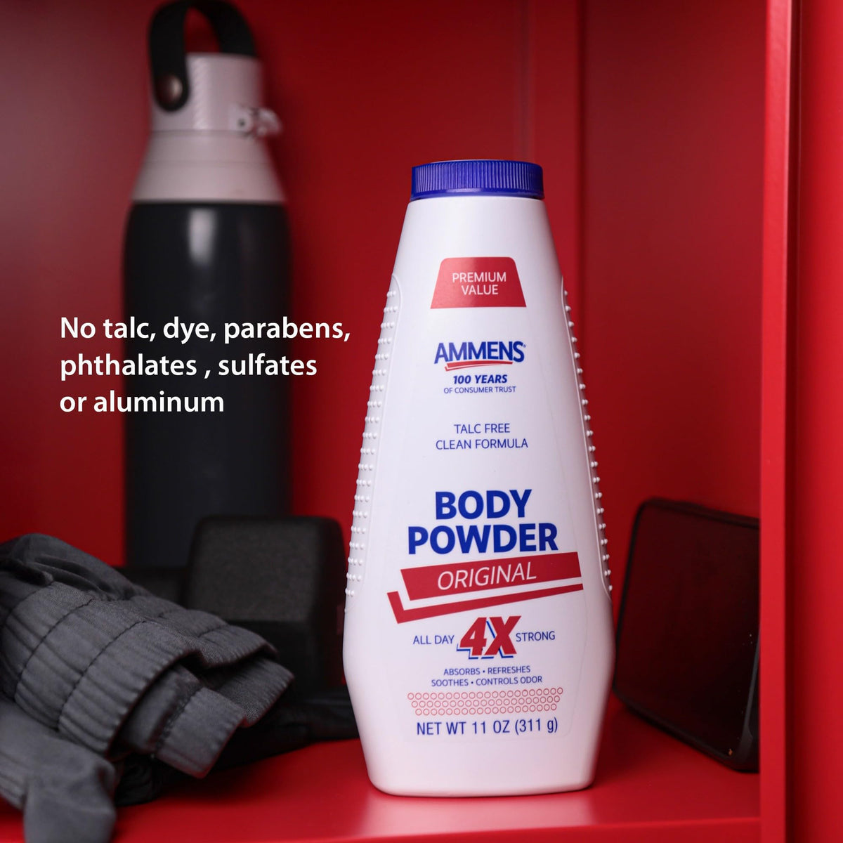 AMMENS in-use underarm application illustrating sweat control and comfortable freshness