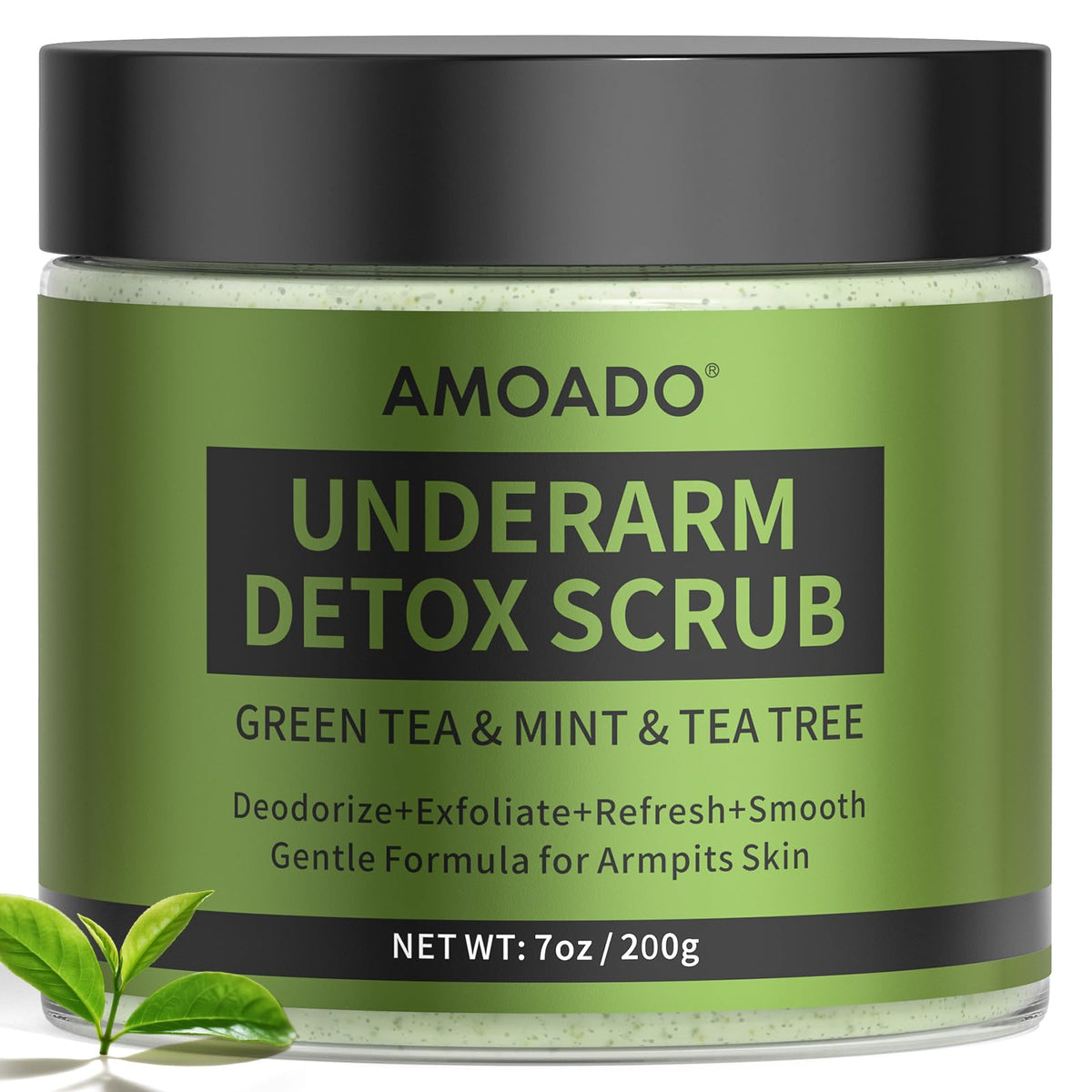 AMOADO front packaging displaying detox scrub for fresh underarms