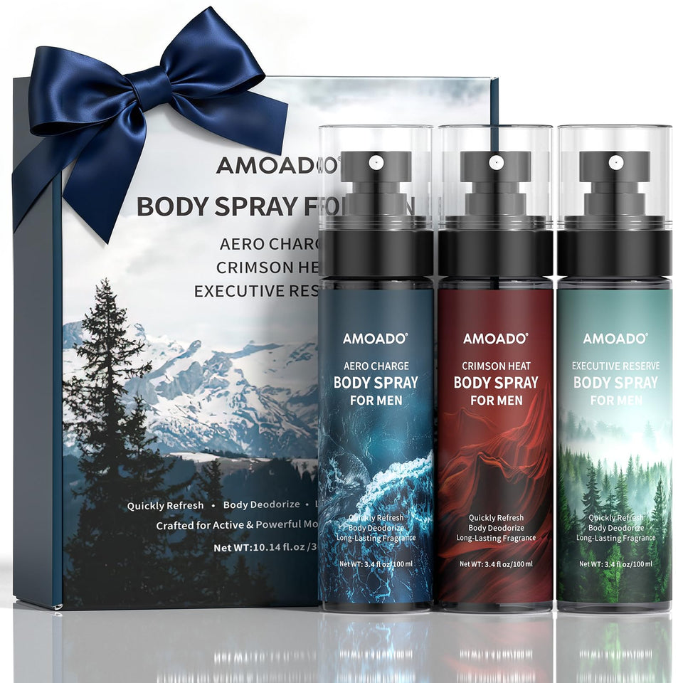 AMOADO front packaging trio showing three cans and variety