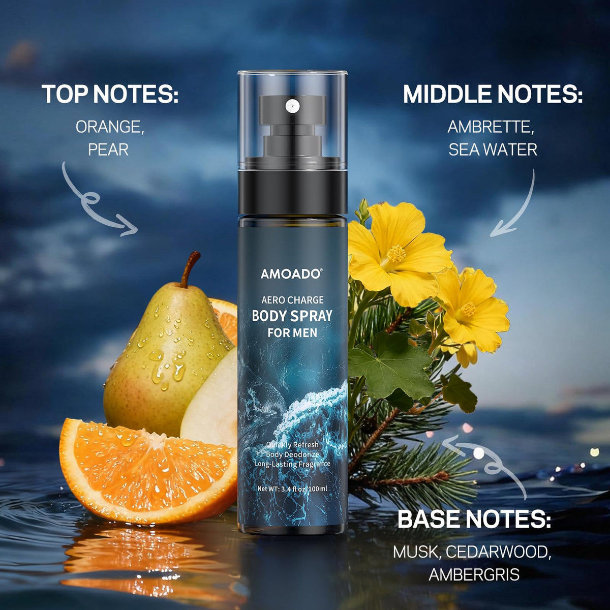 AMOADO Woody Leather close-up emphasizing rich, refined fragrance