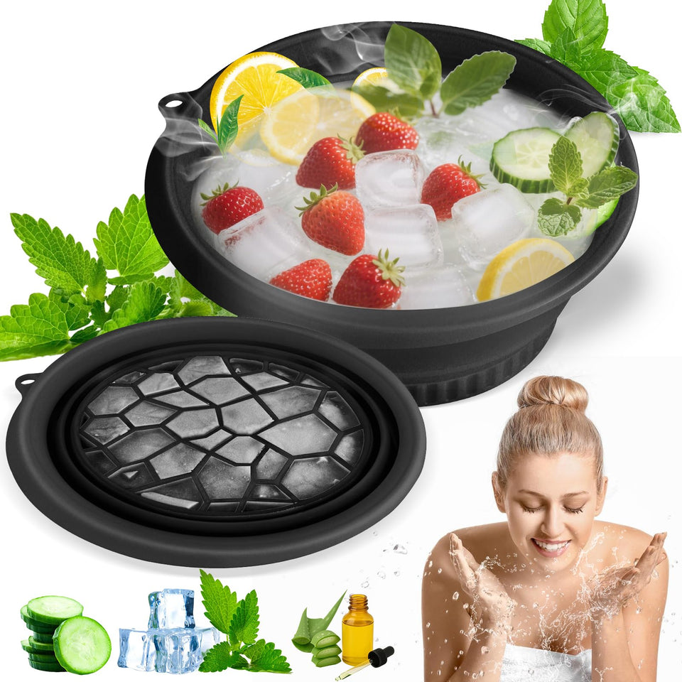 Amoner U front view of black collapsible face bowl showing compact design and portability