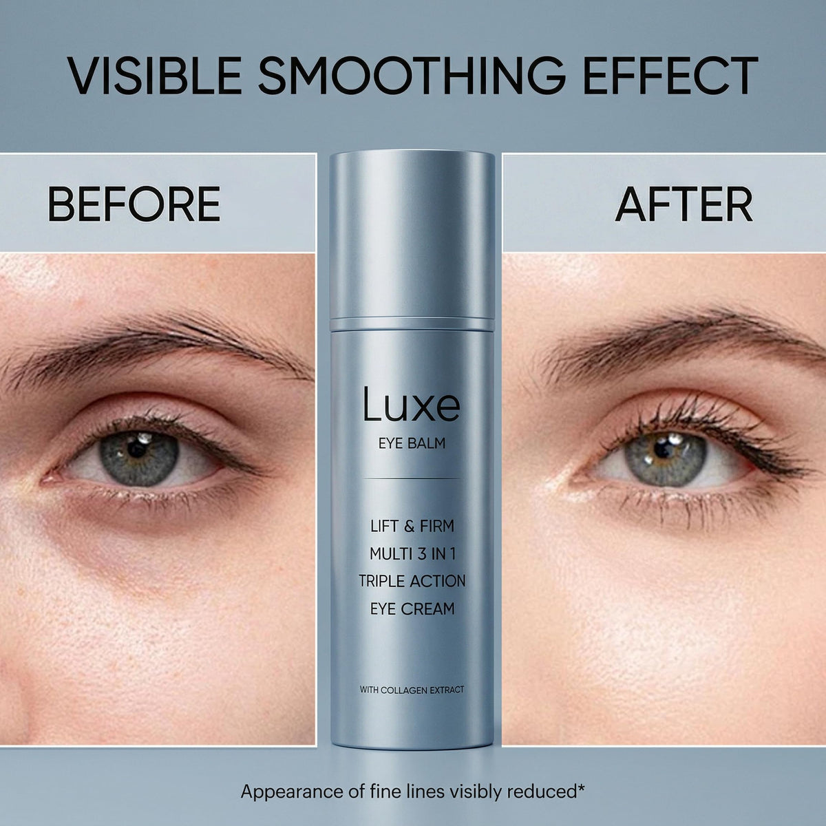 AMOQUCT eye balm in hand indicating compact size and travel convenience