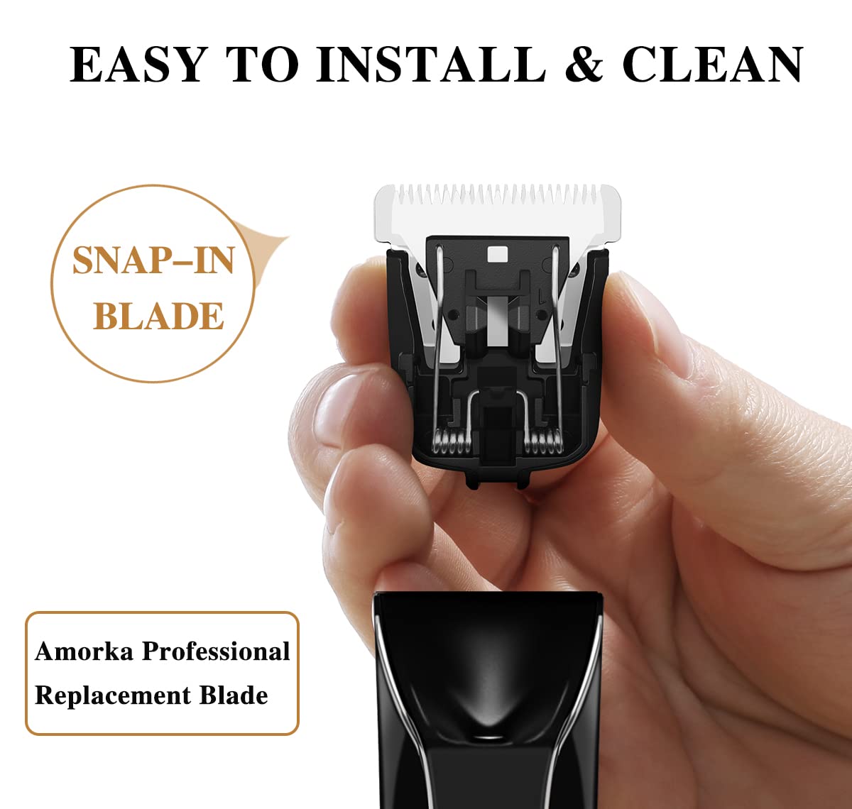 Amorka close-up of ceramic blade teeth highlighting precise, gentle cutting