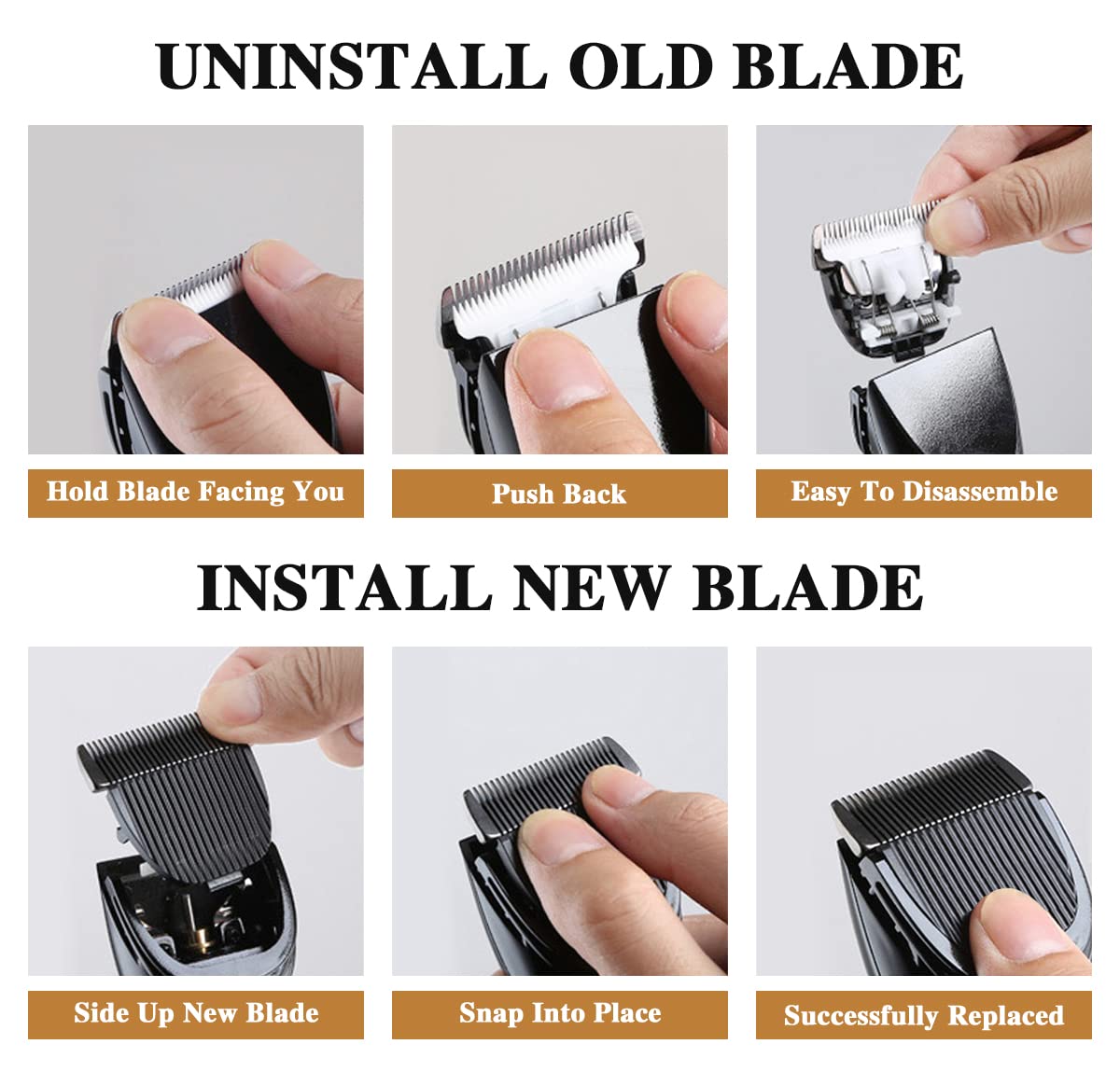 Amorka replacement blade near grooming kit in bathroom demonstrating convenience