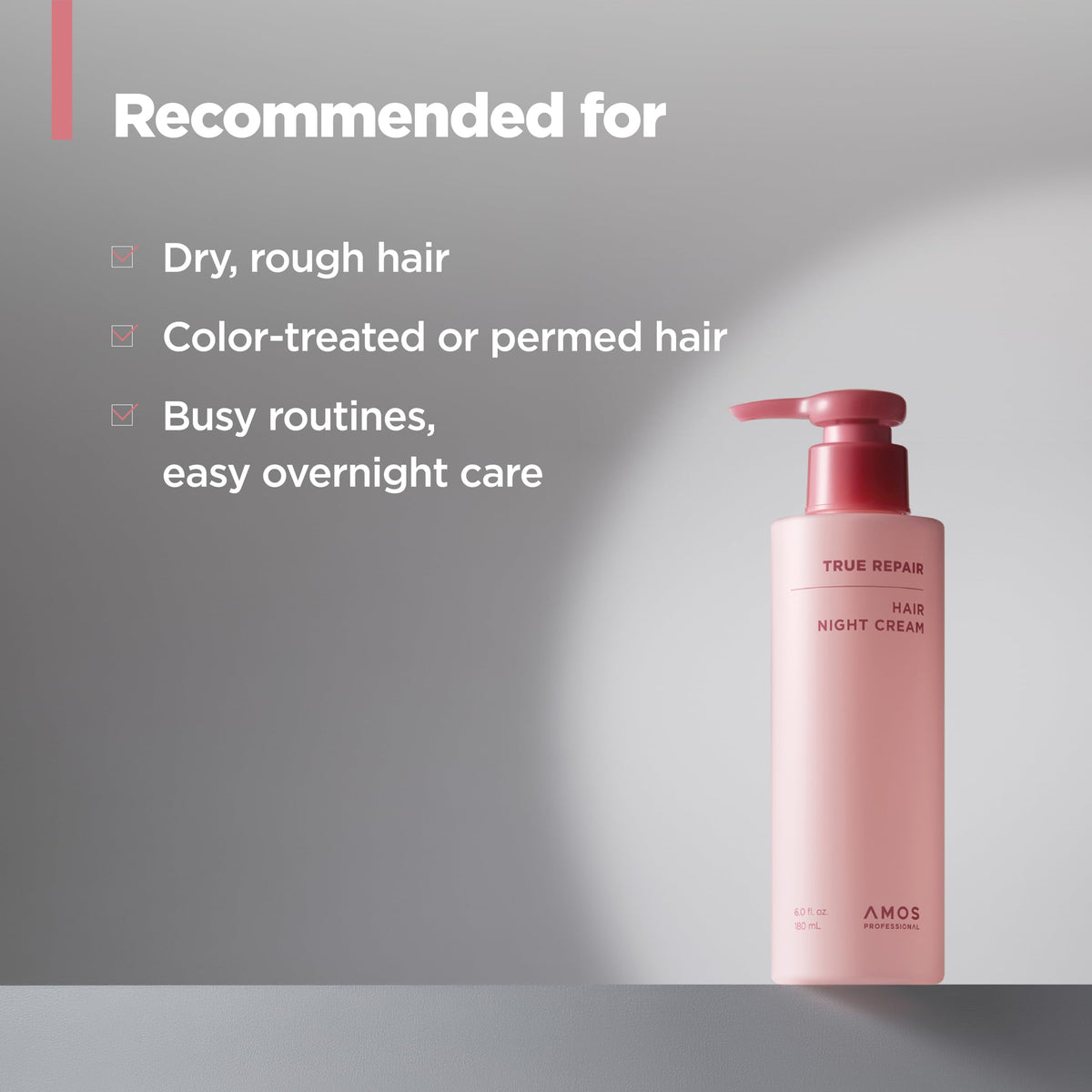 AMOS PROFESSIONAL hair strand close-up showing smoother, shinier finish