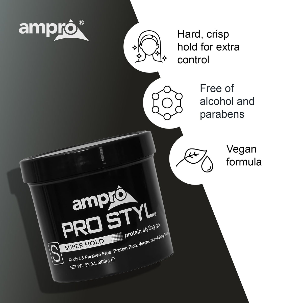 AmPro product label and ingredients view highlighting alcohol-free formula
