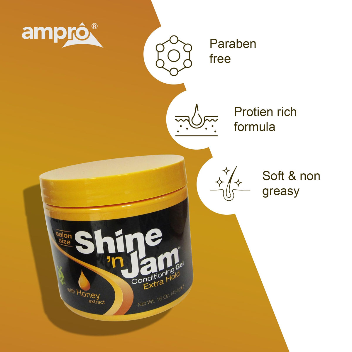 AmPro jar next to a hand for scale indicating compact travel-friendly size