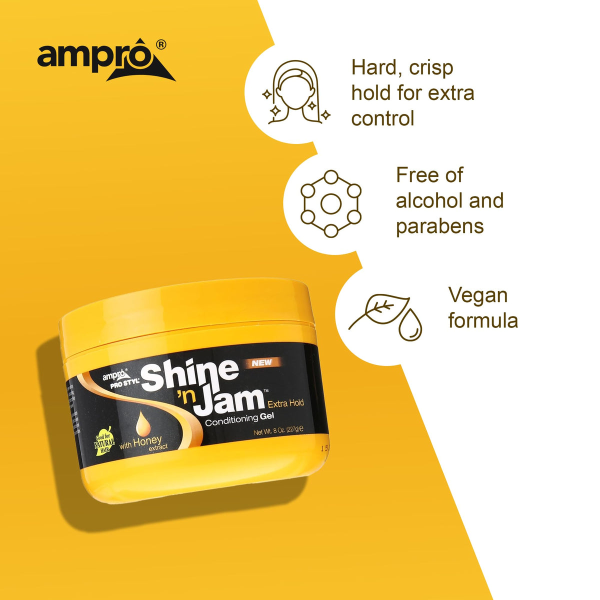 AmPro 8 oz jar next to hand for scale indicating convenient travel-friendly size