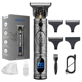 AMULISS front view of clippers and kit showing full contents and benefit of complete set