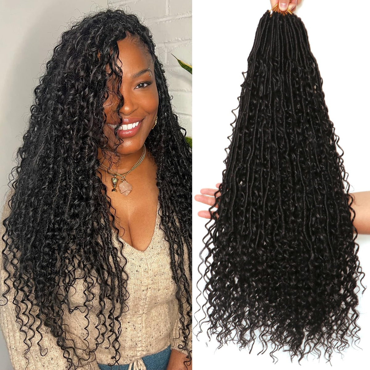 AMUMI goddess locs front packaging showing product and color for easy selection