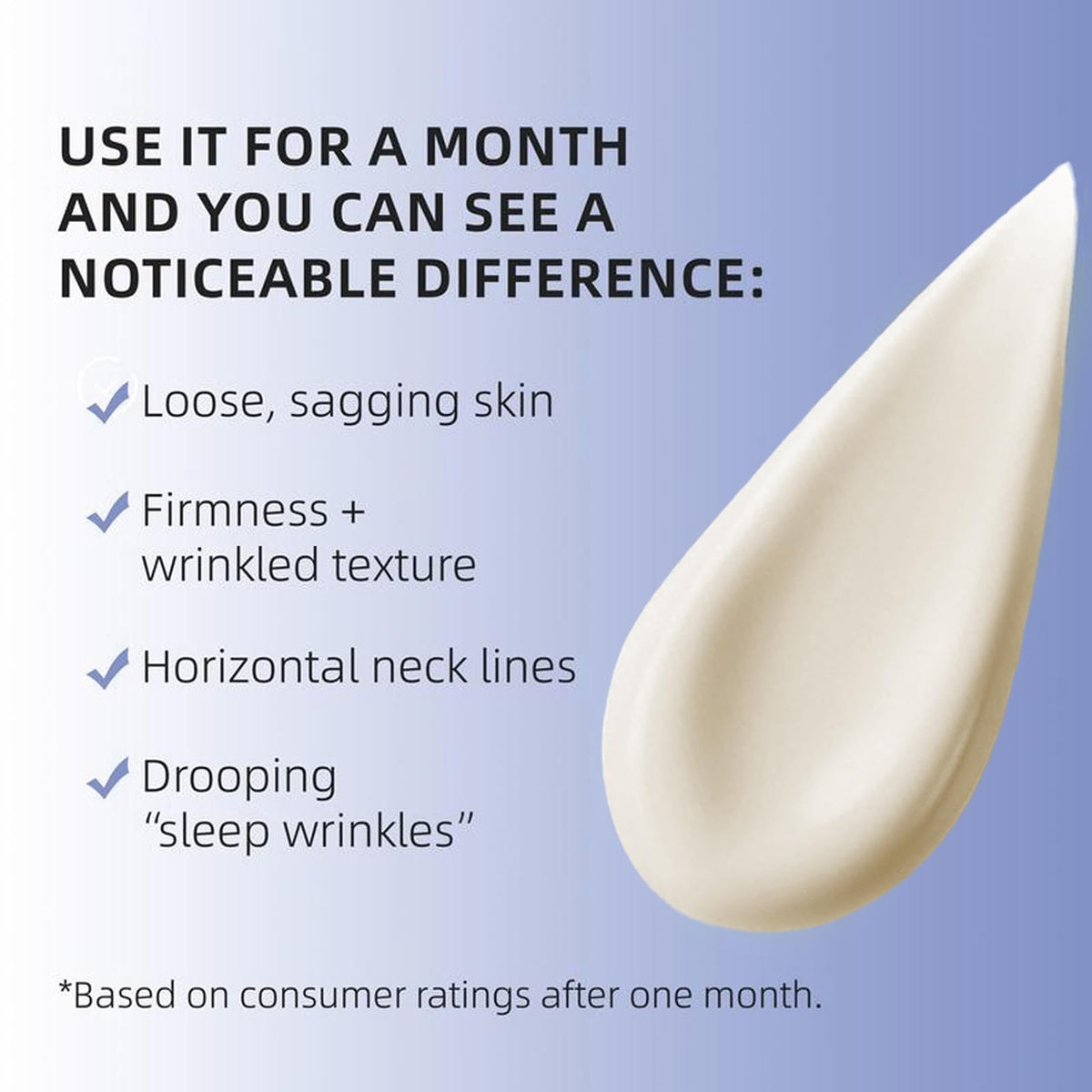 AMZEYE illustrative before and after schematic showing improved neck firmness benefit