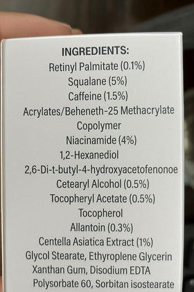 AMZEYE lifestyle model applying cream to décolletage showing everyday routine benefit