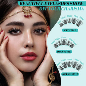 AMZGIRL LASH hands using tweezers to place a cluster under natural lashes for quick application