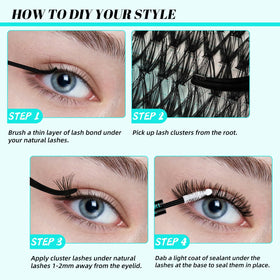 AMZGIRL LASH step-by-step application with applicator showing easy at-home use