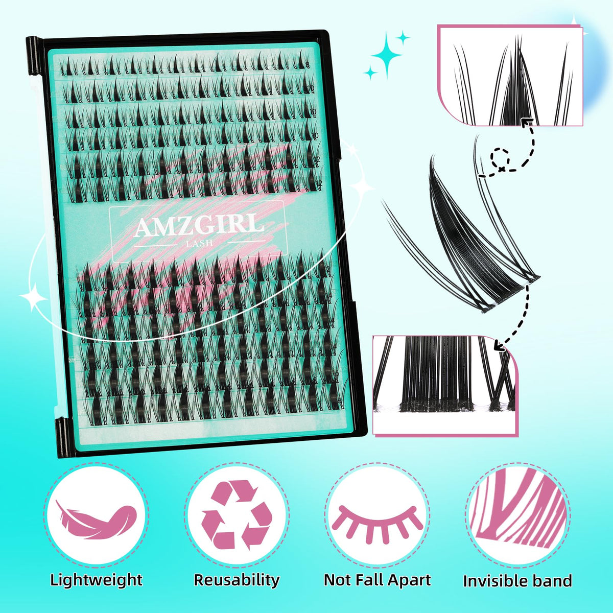 AMZGIRL LASH being applied with tweezers demonstrating precise DIY placement benefit