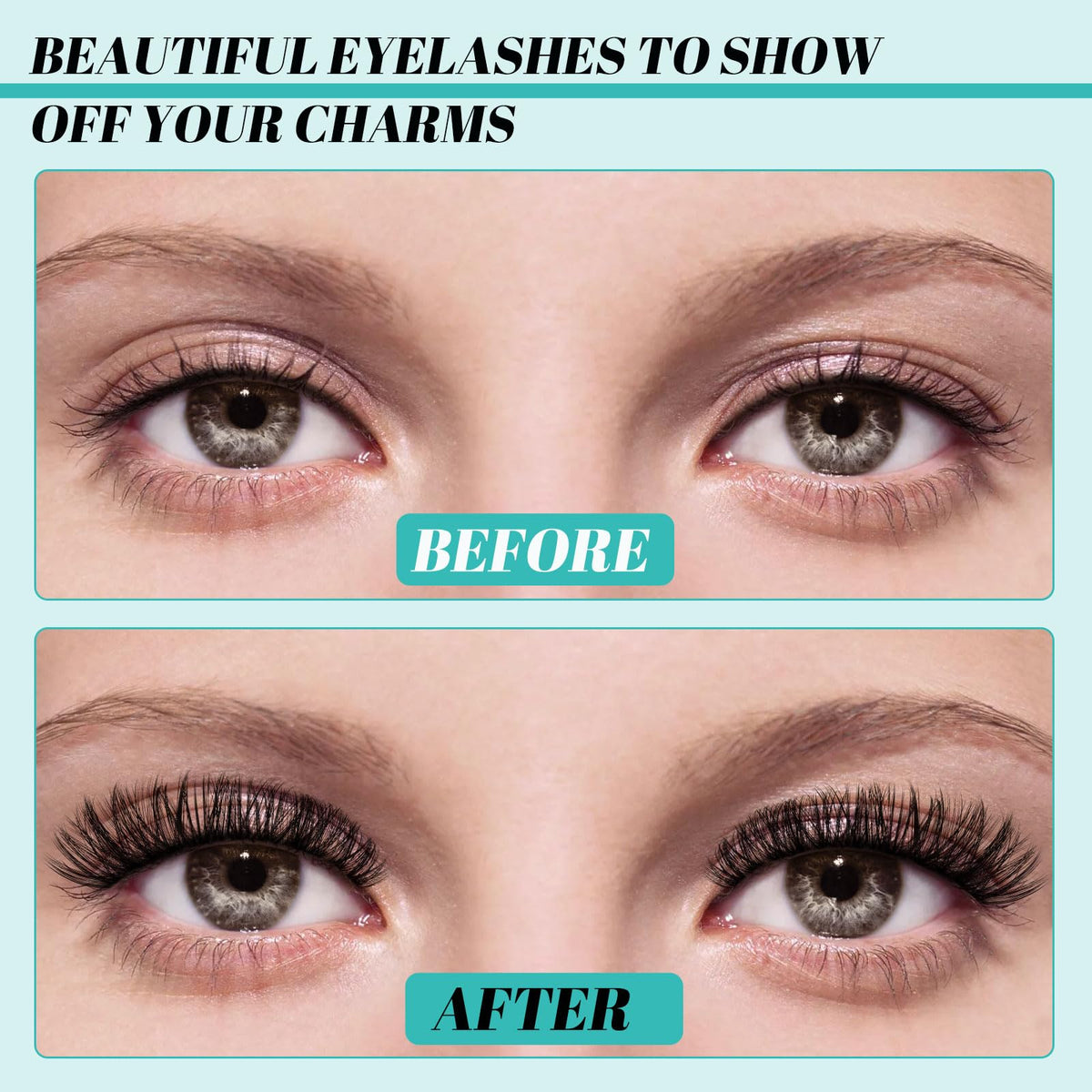 AMZGIRL LASH before and after application showing visible enhancement