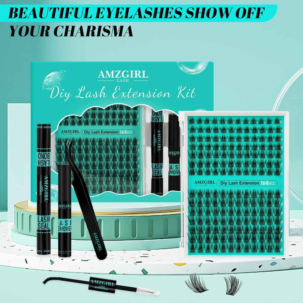 AMZGIRL LASH before and after eye comparison showing blended volume and lifted effect