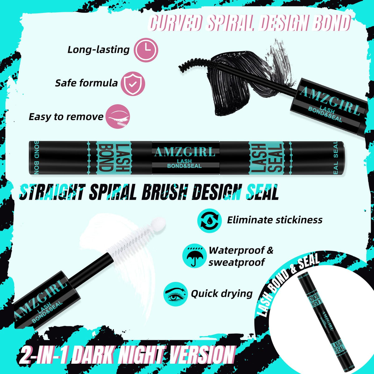 AMZGIRL LASH bond and seal with spiral brush for accurate glue application