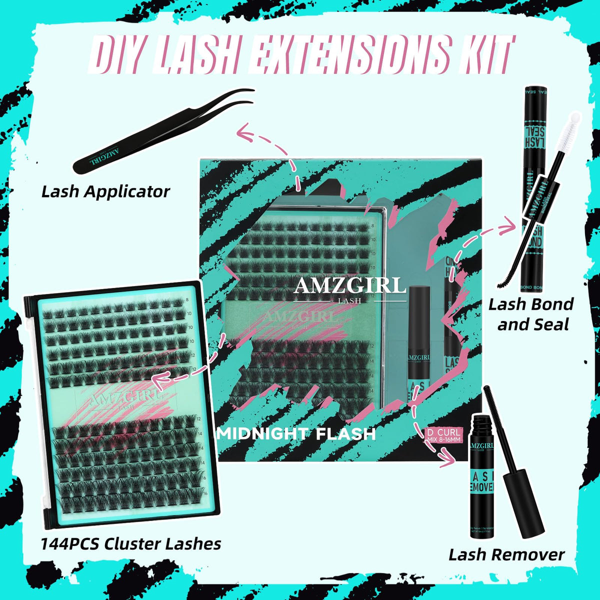 AMZGIRL LASH cluster close-up highlighting soft fibers and natural blend