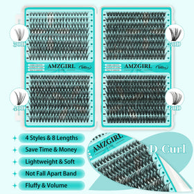 AMZGIRL LASH close-up of mixed 9–16mm cluster tips highlighting texture and natural finish