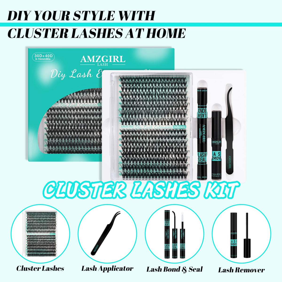 AMZGIRL LASH close-up of individual clusters highlighting soft texture and detail