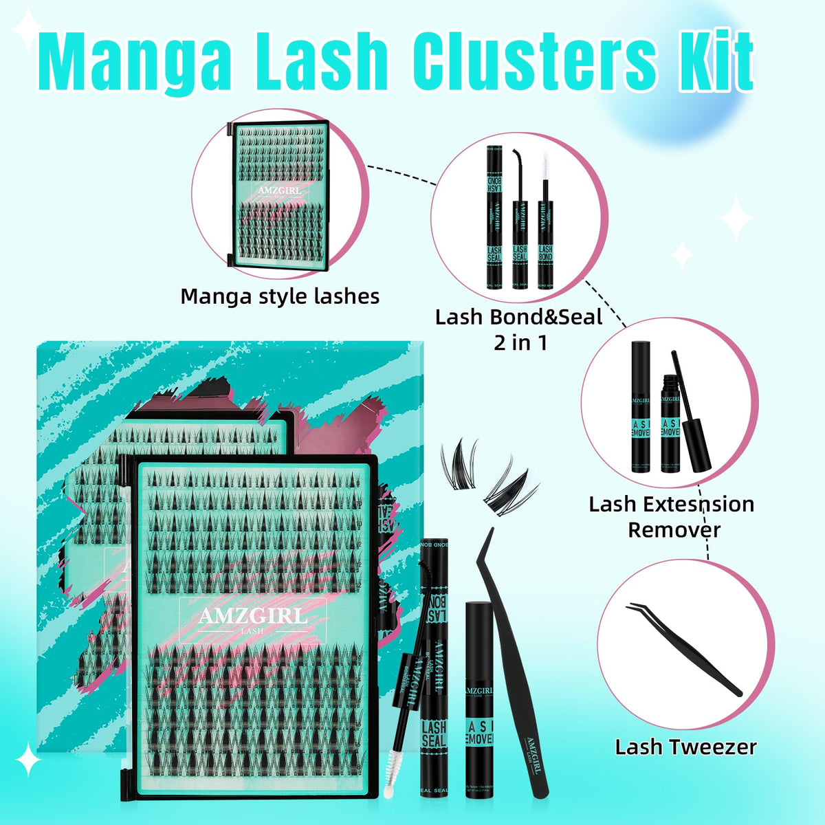 AMZGIRL LASH cluster close-up revealing invisible band and soft fibers for natural blend