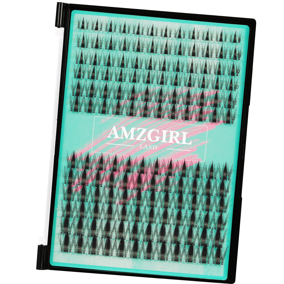 AMZGIRL LASH front packaging showing 144-piece cluster kit and mixed lengths