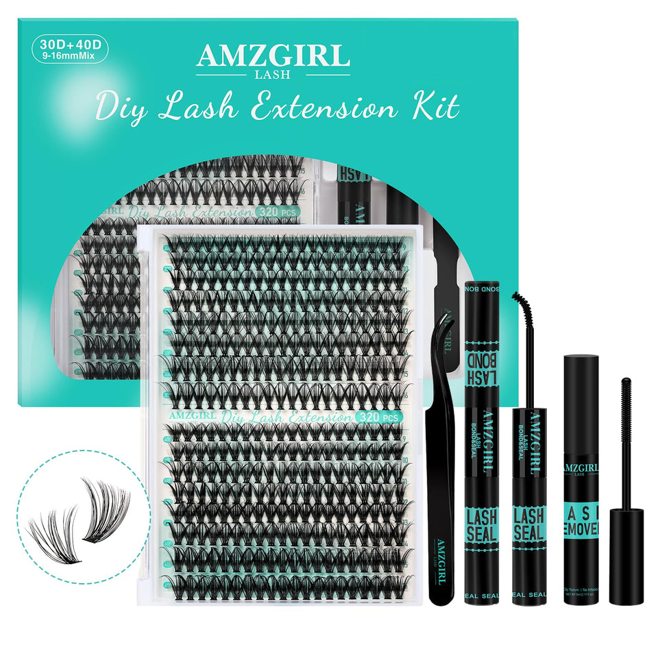 AMZGIRL LASH front packaging showing complete 320-piece kit and components