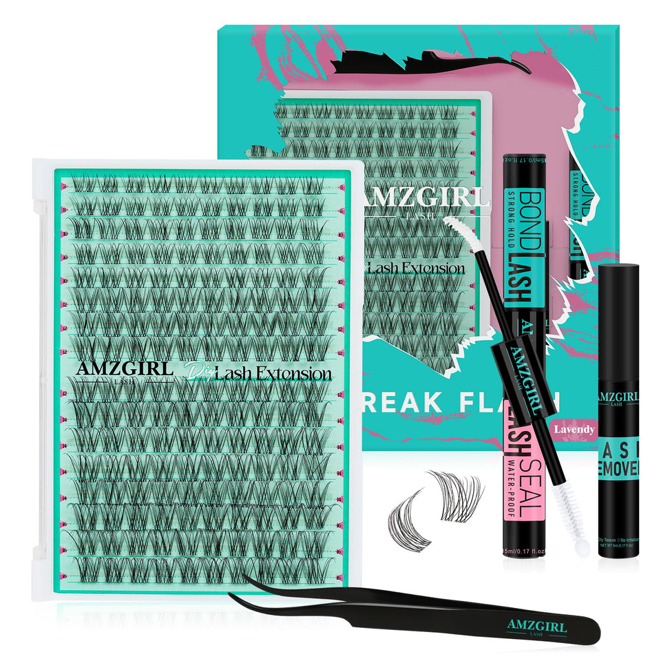 AMZGIRL LASH front packaging showing kit components and brand for convenient at-home use