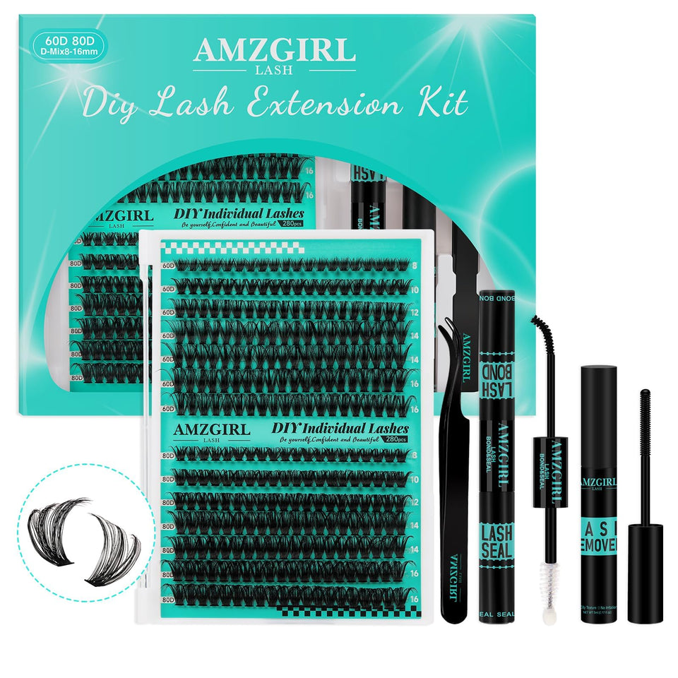 AMZGIRL LASH front packaging showing full kit contents and benefits