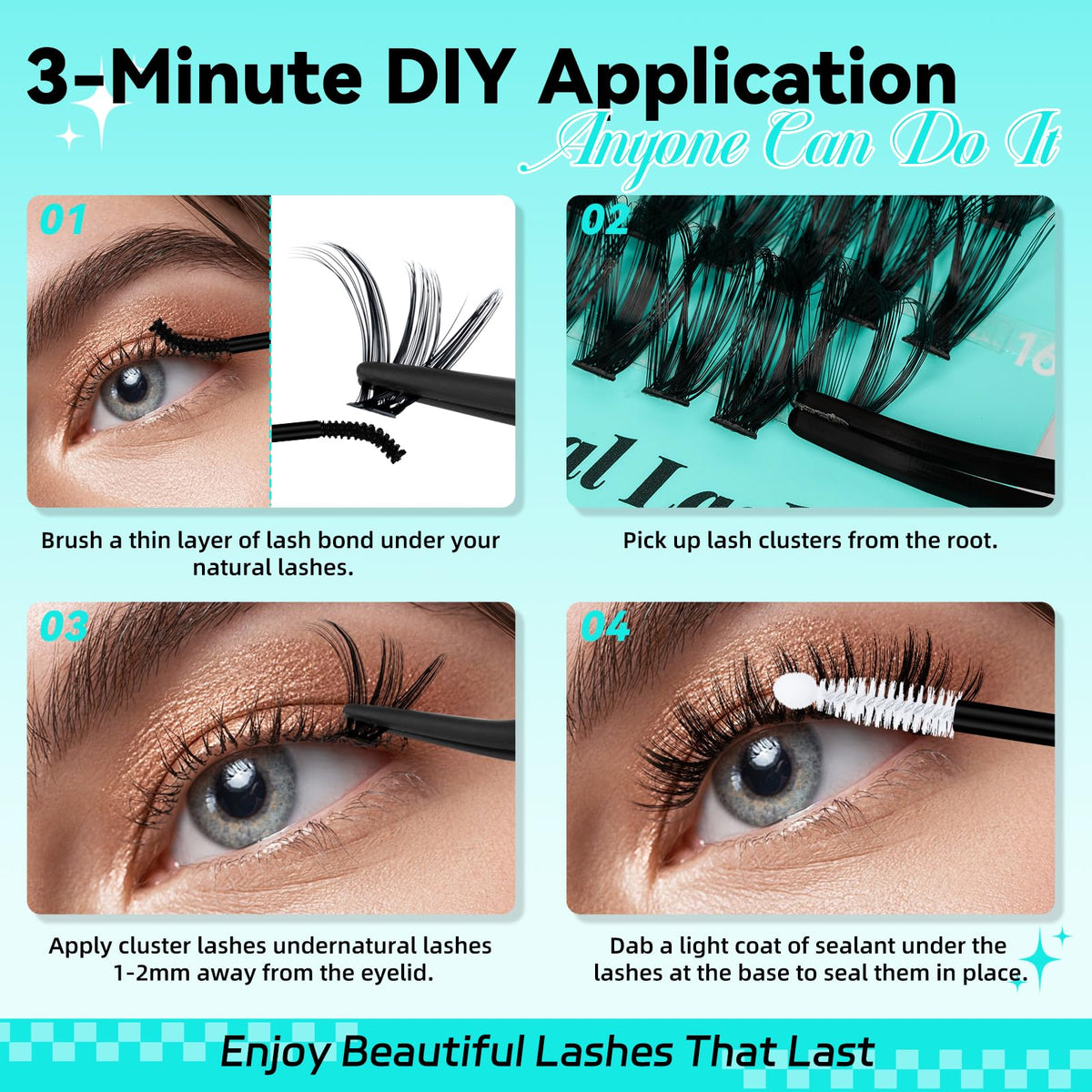 AMZGIRL LASH comparison of 9mm to 16mm clusters for styling choices
