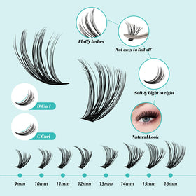 AMZGIRL LASH arranged lengths 9–16mm showing variety for custom looks