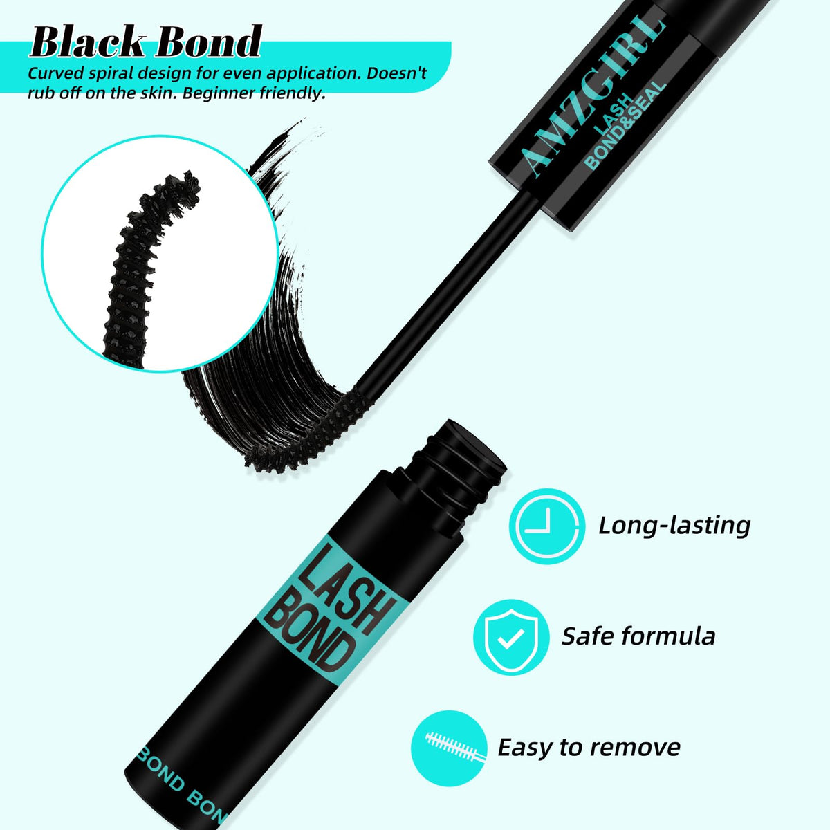 AMZGIRL LASH micro-spiral brush detail enabling accurate cluster placement
