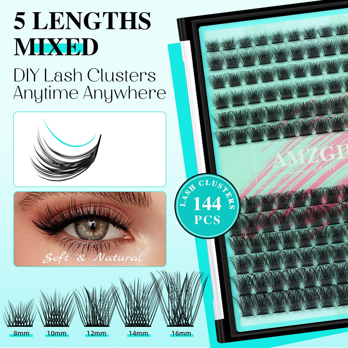 AMZGIRL LASH close-up of ultra-fine 3mm stems, smooth texture for comfortable wear