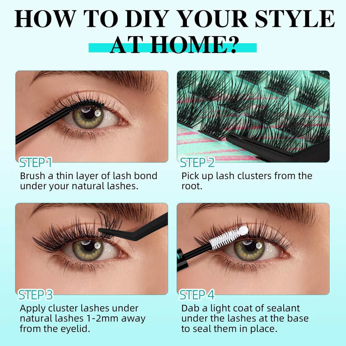 AMZGIRL LASH lifestyle model wearing midnight clusters, enhances evening makeup