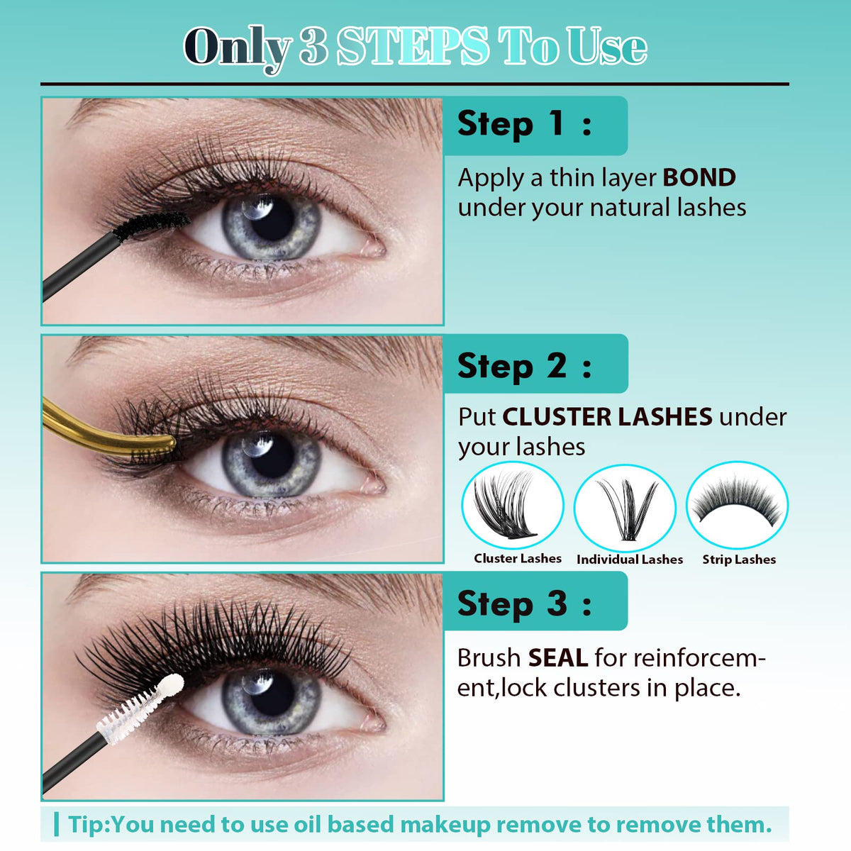 AMZGIRL LASH product in use demonstrating easy mascara-like application