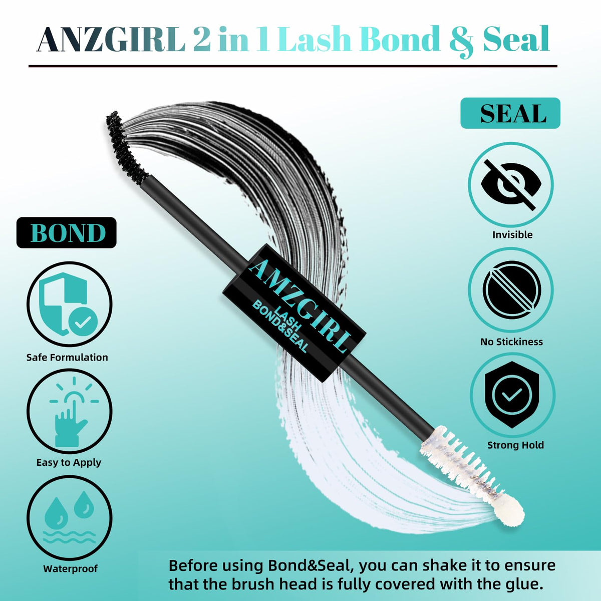 AMZGIRL LASH spiral brush with microfibers for even glue distribution