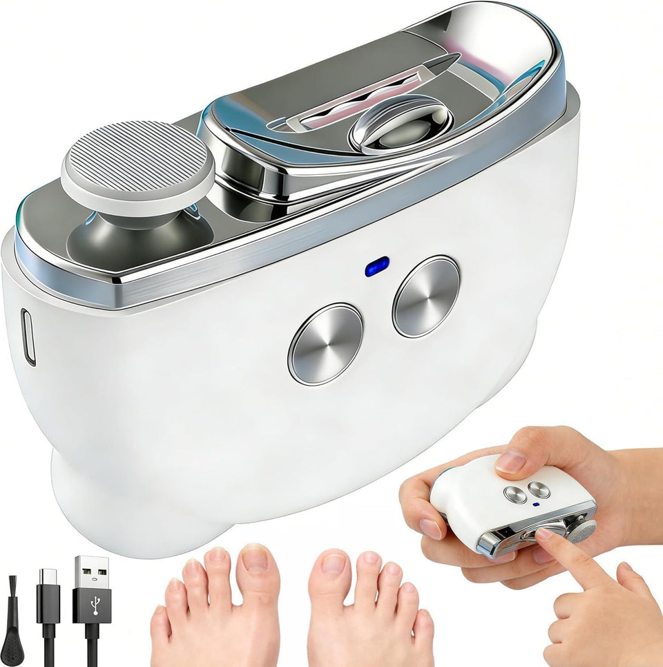 AMZKISS front view of electric nail clipper showing compact design and safe operation