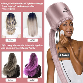 Amzpic bonnet next to ruler showing extra-large size to accommodate long, thick hair