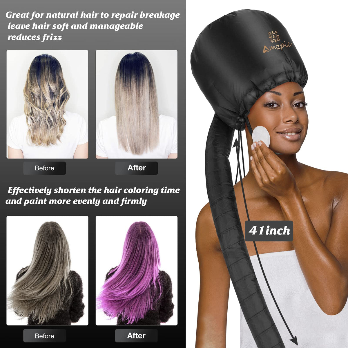 Amzpic bonnet fabric close-up emphasizing waterproof exterior for durable, concentrated heat