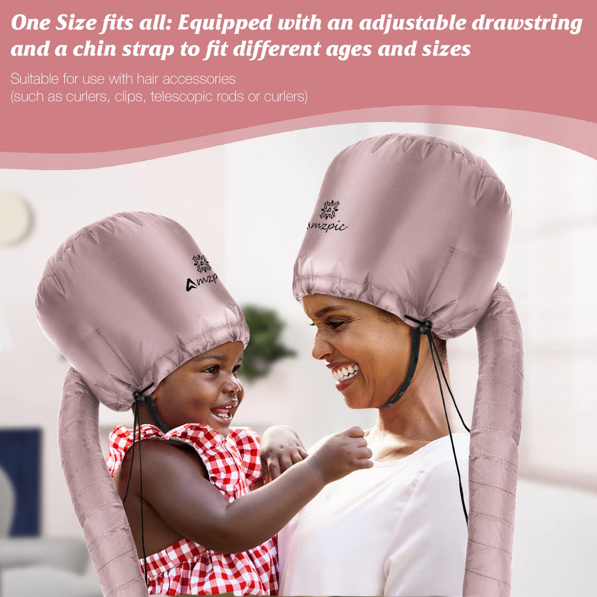 Amzpic towel-texture heat protection headband paired with bonnet for ear and neck comfort