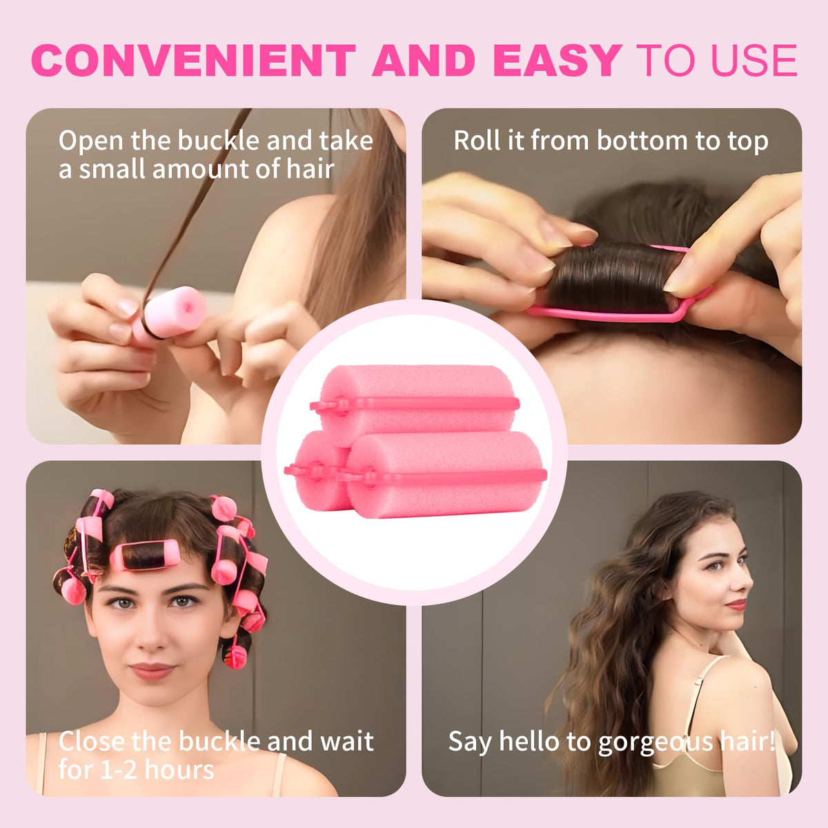 Amzpus roller used on bangs to create controlled, frizz-free shape