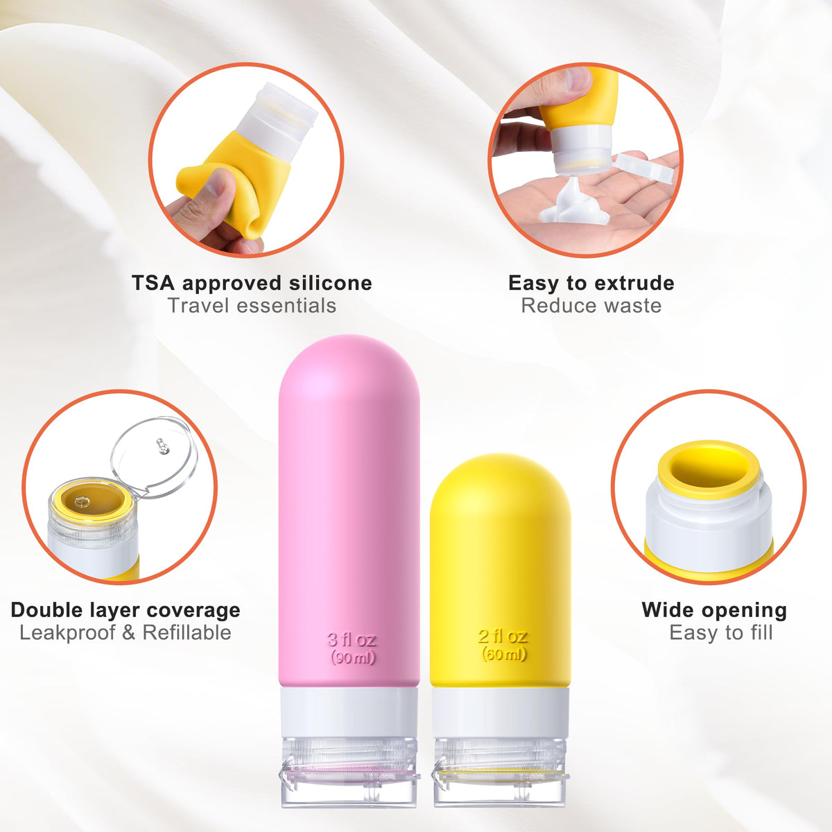 Amzrole bottle in use squeezing shampoo showing effortless dispensing on the go