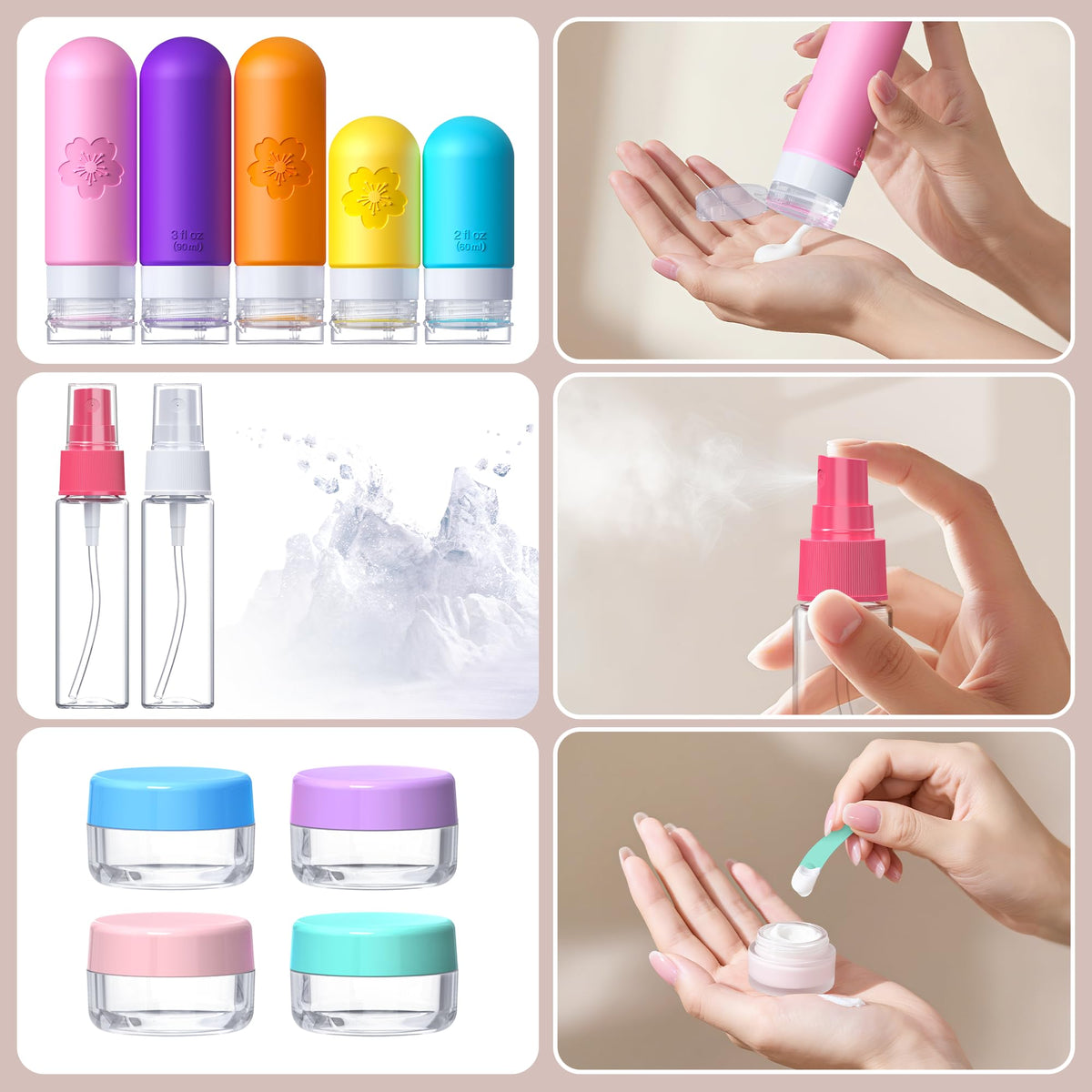 Amzrole size comparison with hand to show bottle capacity and travel-friendliness