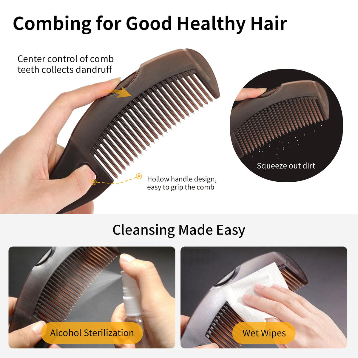 AMZWISH combs used in shower showing non-slip grip and practical use