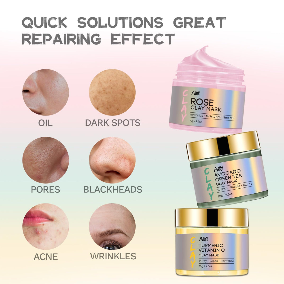 ANAI RUI ingredients flatlay highlighting natural extracts and benefits