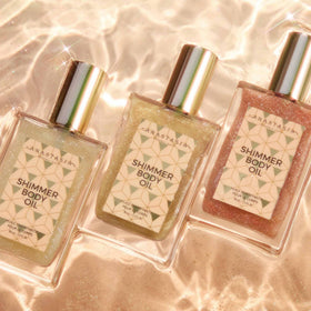 Anastasia Beverly Hills bottle staged on beach towel conveying coconut-vanilla scent mood