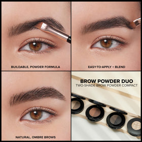 Anastasia Brow Powder Duo with angled brush illustrating precise application and feathered strokes