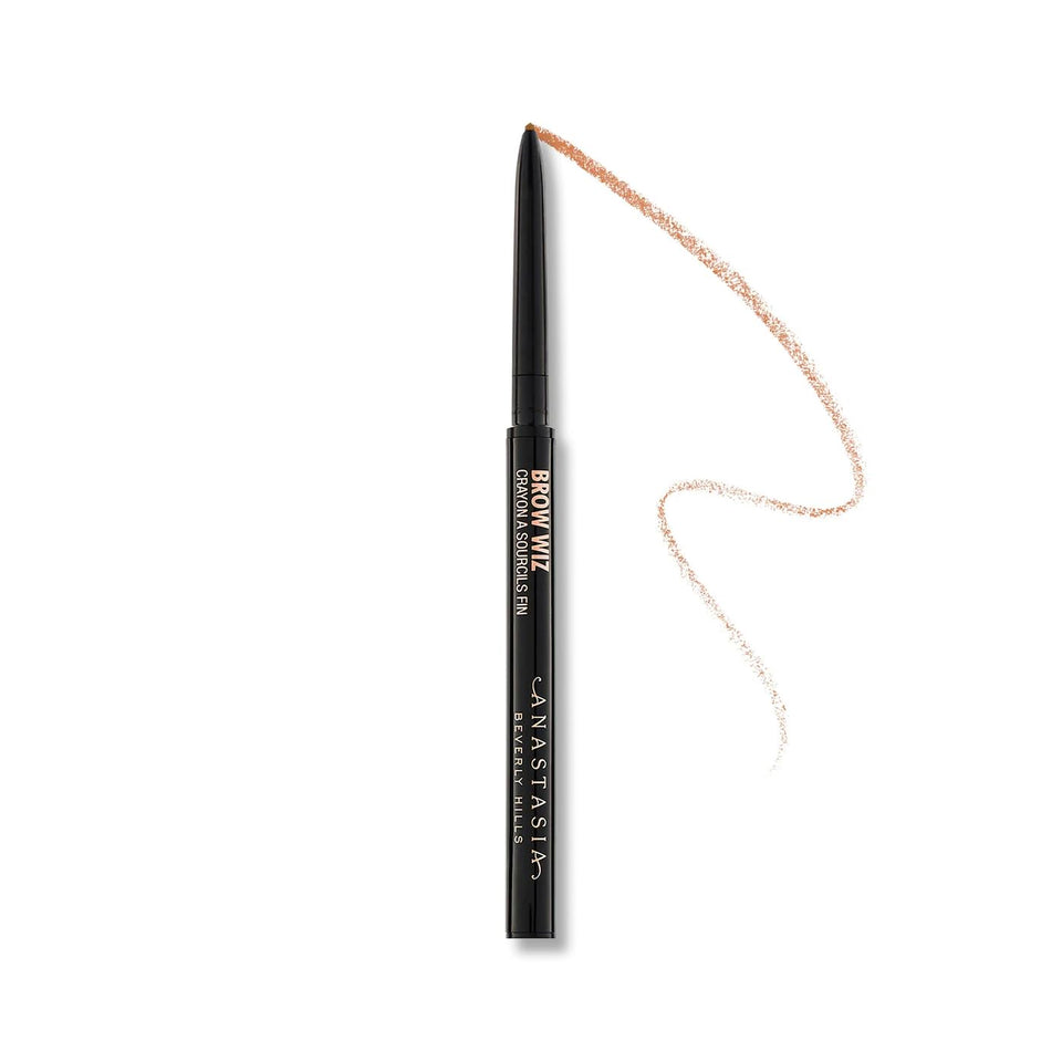 Anastasia Brow Wiz front packaging showing compact travel pencil and benefits