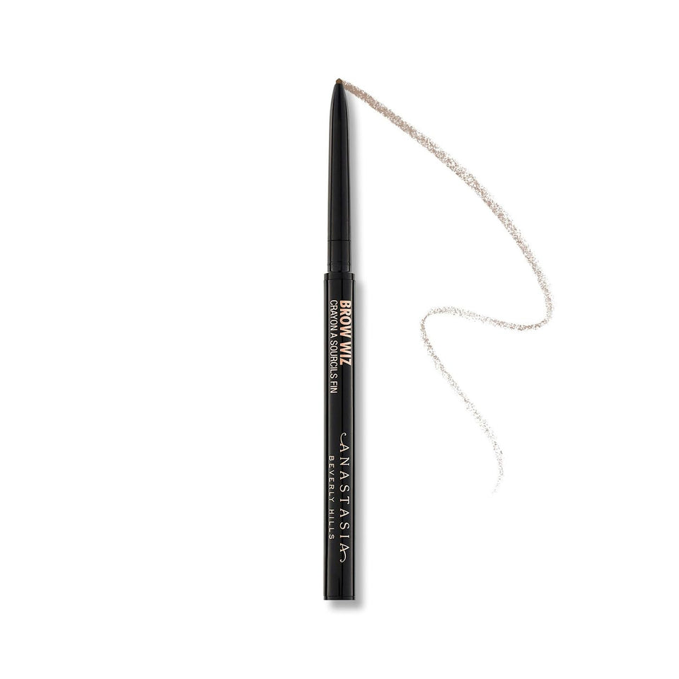 Anastasia Brow Wiz Taupe front packaging showing compact pencil portability and brand clarity